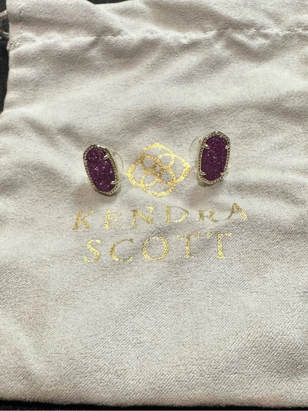 Kendra Scott Ellie Purple Druzy Oval Stud Earrings